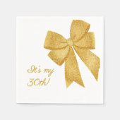 Eleganter White and Gold Glitzer Bow Birthday Serviette (Vorderseite)