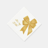 Eleganter White and Gold Glitzer Bow Birthday Serviette (Ecke)