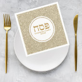 Eleganter White and Gold Glitzer - Hebräischer Pes Serviette