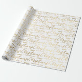 Eleganter White and Gold Script Frohe Weihnachtssc Geschenkpapier (Ungerollt)