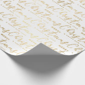 Eleganter White and Gold Script Frohe Weihnachtssc Geschenkpapier (Ecke)