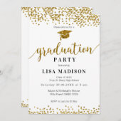 Eleganter White and Gold Sparkle Glitzer Abschluss Einladung (Vorne/Hinten)