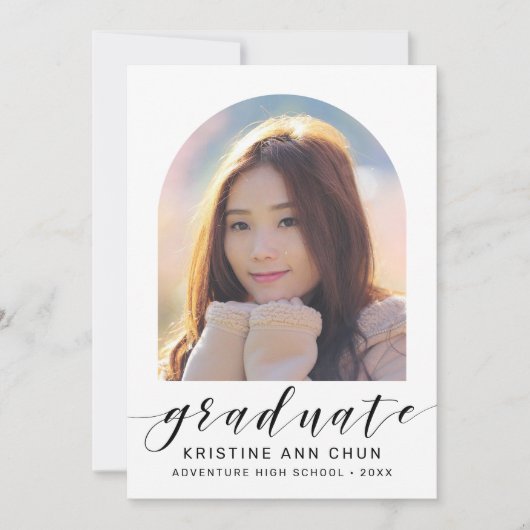 Eleganter White Arch 2025 Foto Abschluss Ankündigung (Vorderseite)