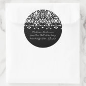 Eleganter White & Black Damask-Adressenaufkleber Runder Aufkleber (Tasche)