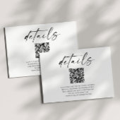 Eleganter White Black QR Code Hochzeitsdetails Begleitkarte