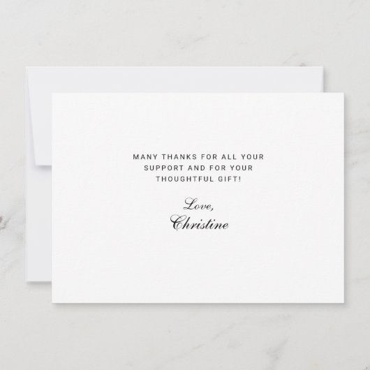 Eleganter White Black Script Grad Cap Abschluss Dankeskarte (Rückseite)