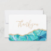 Eleganter White Blue Gold Glitzer Wedding RSVP (Rückseite)