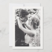 Eleganter White Bow Save the Date mit Foto (Rückseite)