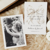 Eleganter White Bow Save the Date mit Foto