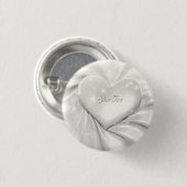 Eleganter White Cream Heart Button (Vorne & Hinten)
