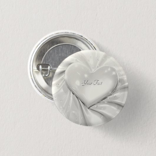 Eleganter White Cream Heart Button (Vorne & Hinten)
