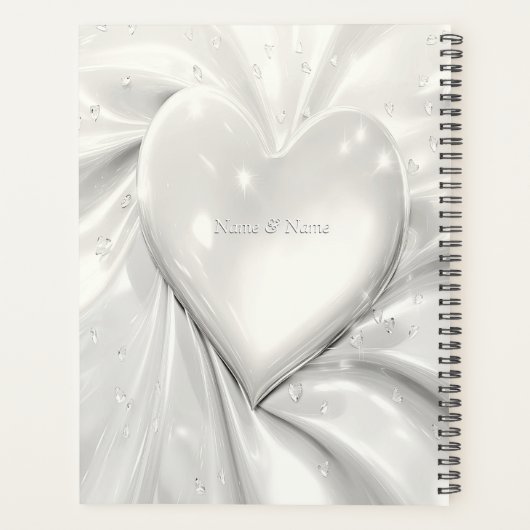 Eleganter White Cream Heart Planner Planer (Rückseite)