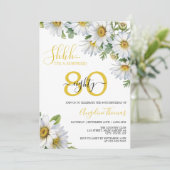 Eleganter White Daisy Floral Überraschung Geburtst Einladung (Stehend Vorderseite)