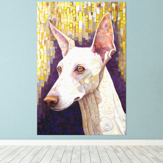 Eleganter White Dog Mosaic Gold Klimt Style Leinwanddruck (Insitu (Holzboden))