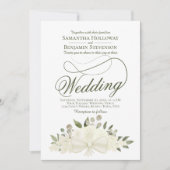 Eleganter White Floral Bouquet QR Code Wedding Einladung (Vorderseite)