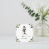 Eleganter White Floral Bride Haarbstyle Braid QR C Quadratische Visitenkarte (Stehend Vorderseite)