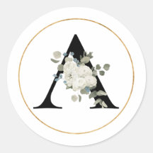 Eleganter White Floral Monogram Letter A auf Weiß