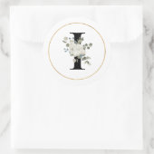 Eleganter White Floral Monogram Letter I auf Weiß Runder Aufkleber (Tasche)