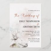 Eleganter White Florals Watercolor QR Code Hochzei Folieneinladung (Vorderseite)