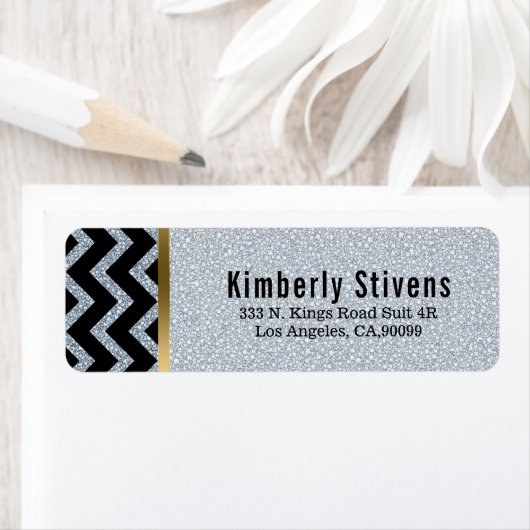 Eleganter White Glitzer Black Zickzack Gold Accent (Insitu)