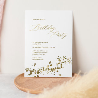 Eleganter White Gold Dust Confetti Erwachsene Gebu Einladung