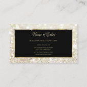 Eleganter White Gold Glitzer Black and Gold Salon Visitenkarte (Rückseite)