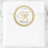 Eleganter White Gold Glitzer Monogram Letter 'H' Runder Aufkleber (Tasche)