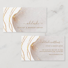 Eleganter White Gold Glitzer Signature Script Agat Visitenkarte