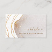 Eleganter White Gold Glitzer Signature Script Agat Visitenkarte (Vorderseite)