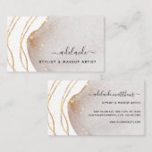 Eleganter White Gold Glitzer Signature Script Agat Visitenkarte (Vorne/Hinten)