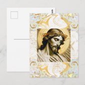 Eleganter White & Gold Jesus Inspiration Christlic Postkarte (Vorne/Hinten)