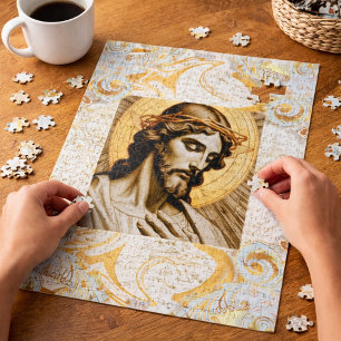 Eleganter White & Gold Jesus Inspiration Christlic Puzzle