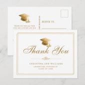 Eleganter White Gold Script Abschluss Vielen Dank Postkarte (Vorne/Hinten)