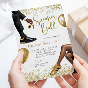Eleganter White Gold Sneaker Ball 21. Geburtstag Einladung
