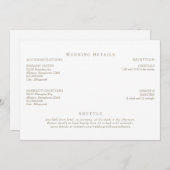 Eleganter White & Gold Text Hochzeitsdetails Einladung (Vorne/Hinten)