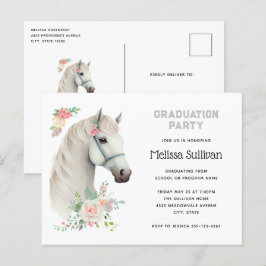 Eleganter White Horse Boho Abschluss Einladung Postkarte