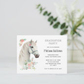 Eleganter White Horse Boho Abschluss Einladung Postkarte (Stehend Vorderseite)