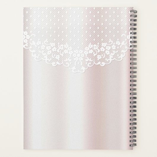 Eleganter White Lace Floral Planner Planer (Rückseite)