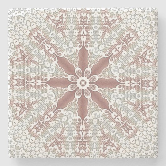 Eleganter White Lace Floral Stone Untersetzer (Vorderseite)