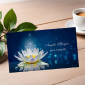 Eleganter White Lotus Blue Yoga Instructor Visitenkarte