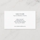 Eleganter White Lotus Yoga und Meditation Lehrer Visitenkarte (Rückseite)
