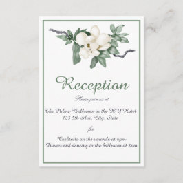 Eleganter White Magnolia Blossom Empfang Begleitkarte