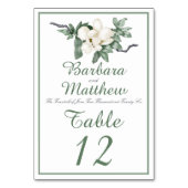 Eleganter White Magnolia Blossom Empfang Tischnummer (Rückseite)