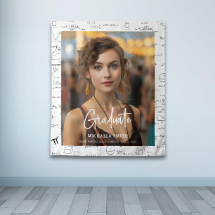 Eleganter White Math Handwriting Foto Abschluss Wandteppich