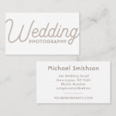 Eleganter White Minimal Moderner Hochzeitfotograf Visitenkarte (Vorne/Hinten)