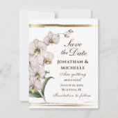 Eleganter White Orchids Gold Frame Christlich Save The Date (Vorderseite)