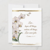 Eleganter White Orchids Gold Frame Christlich Save The Date (Rückseite)