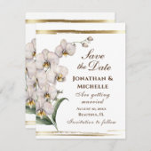 Eleganter White Orchids Gold Frame Christlich Save The Date (Vorne/Hinten)