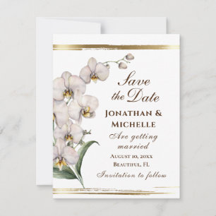 Eleganter White Orchids Gold Frame Christlich Save The Date