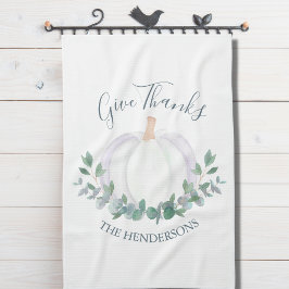 Eleganter White Pumpkin Erntedank Geschirrtuch